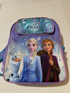 Frozen 2 Backpack 3D Raised Elsa Anna Olaf 12" Children’s Medium NWT Ruz
